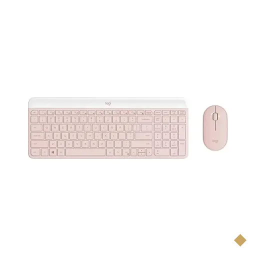Kit Teclado e Mouse Logitech MK470 Slim Wireless Rosa
