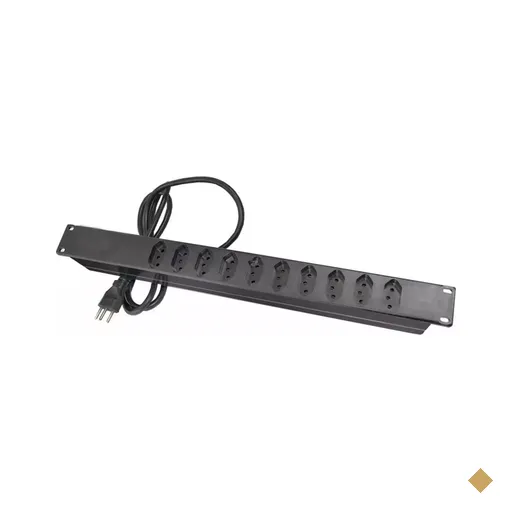 Régua Injetada p/ Rack 19″ 1U - 10 Tomadas 20A s/disjuntor - FIBRACEM