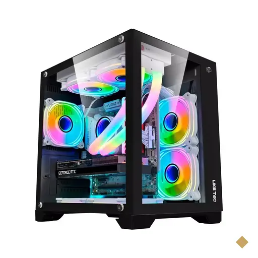 Gabinete Liketec Gamer Dasha, Frontal e Lateral em Vidro Temperado, Mid Tower…