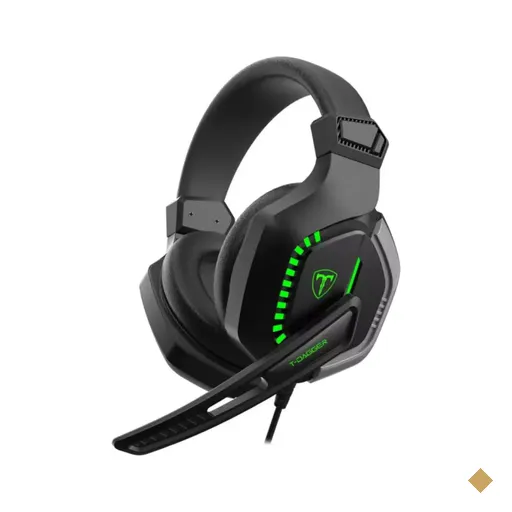 Headset Gamer T-Dagger Eiger, LED Green, Drivers de 50mm, P2, Black