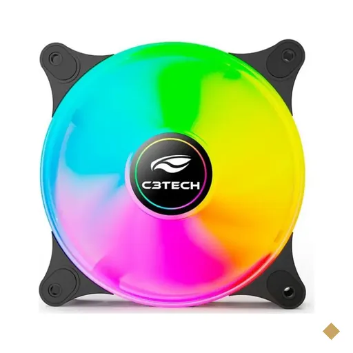 FAN Cooler C3Tech Gaming 120mm LED Multicor F9-L160BKM - Preto