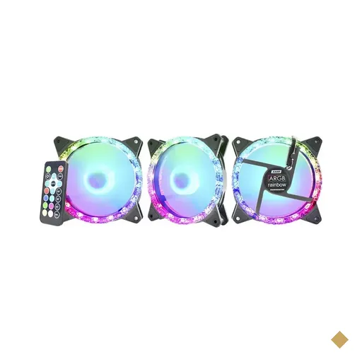 Kit Fan Cooler K-MEX Star ARGB 120mm LED aRGB Rainbow Ring AABD c/ 3 Fans +…