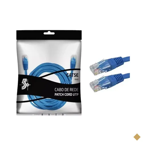 Cabo de Rede Patch Cord RJ-45 CAT5E 15m Azul - Chip Sce 5+