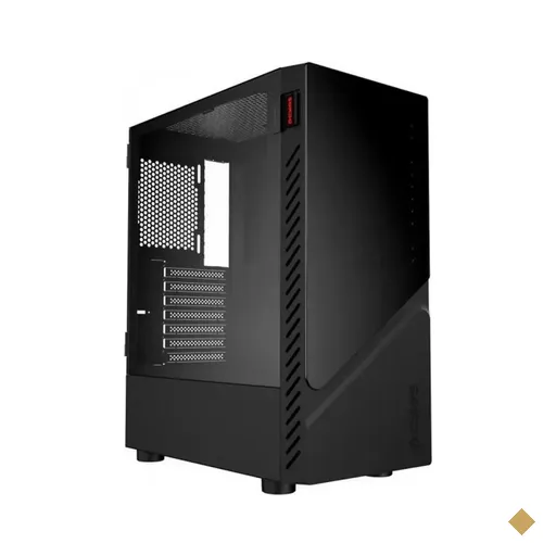 Gabinete PCYES Set Black Vulcan, Lateral em Vidro Temperado, Mid Tower Preto