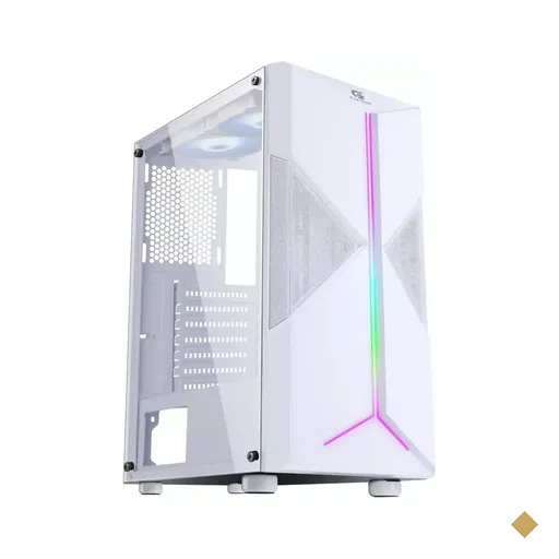 Gabinete Gamer Fortrek Holt RGB Rainbow, Lateral em Acrílico, Mid Tower, Branco