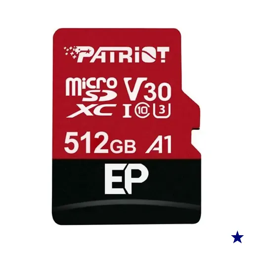 Cartão Patriot 512GB EP Series microSD Card (Classe 10) microSDXC, UHS-I, U3…