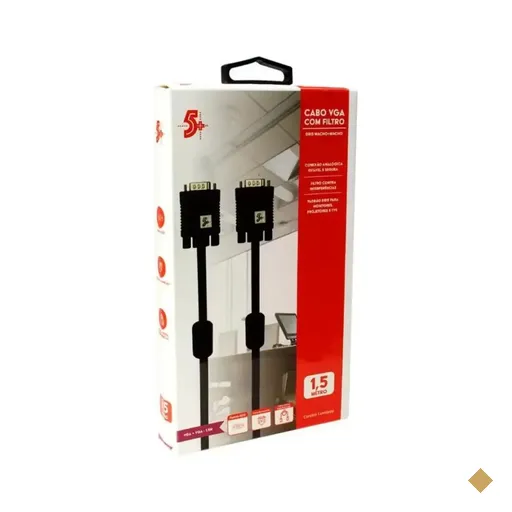 Cabo VGA M x VGA M - 1,5 metros com Filtro - 5+