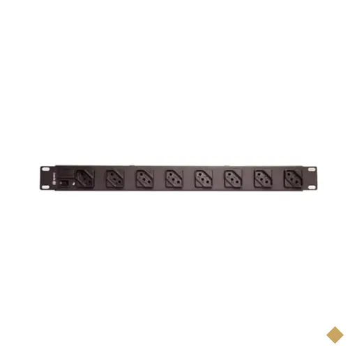 Régua Para Rack 19″ 1U, 8 Tomadas, 10a c/ Filtro de linha Preta - IPEC