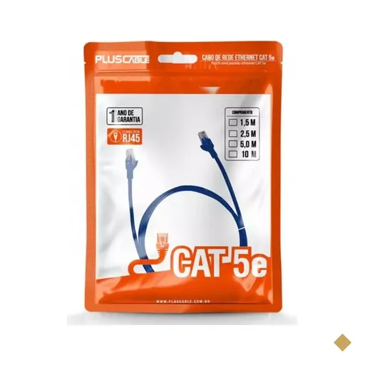 Cabo de Rede RJ-45 CAT5e 1m Azul - Pluscable