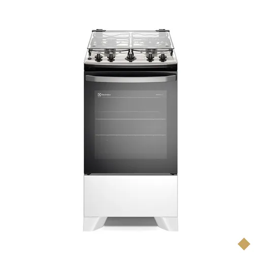 Fogão a Gás de Piso 4 Bocas Electrolux em Inox com VaporBake, Branco - FE4IB
