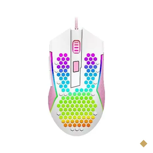 Mouse Gamer Redragon Reaping RGB Branco com Rosa 12400dpi LED USB