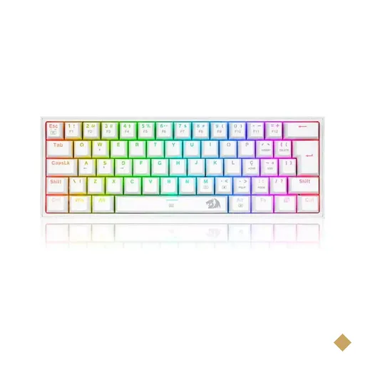 Teclado Mecânico Gamer Redragon Fizz Lunar White Switch Red 60% RGB ABNT2