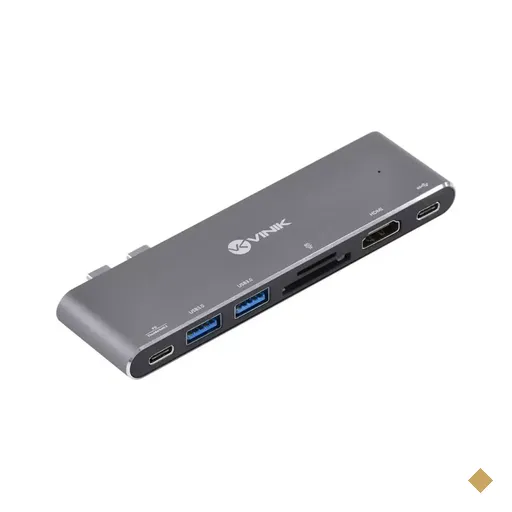Hub USB-C Vinik 7 em 2 (2x USB 3.0 + HDMI + Leitor SD/TF + Thunderbolt 3 + PD…
