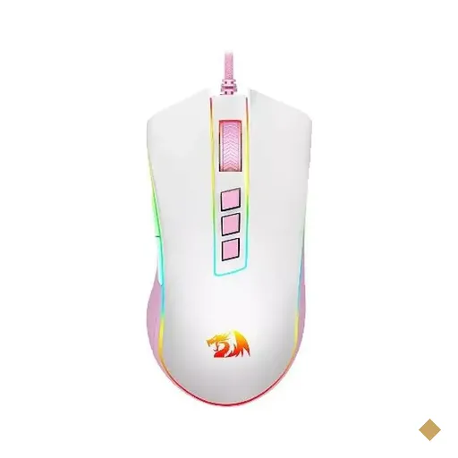 Mouse Gamer Redragon Cobra RGB 12400dpi USB Branco/Rosa