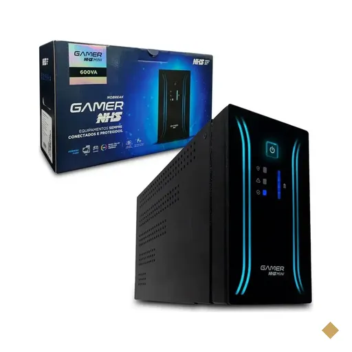 Nobreak NHS Gamer Mini 600VA/300W Senoidal, 1x7Ah, 6 Tomadas, USB, Proteção…