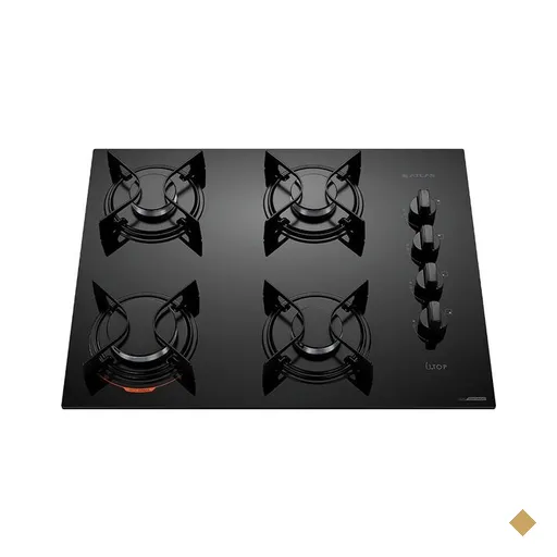 Cooktop a Gás 4 Bocas Atlas U.Top, Mesa de Vidro