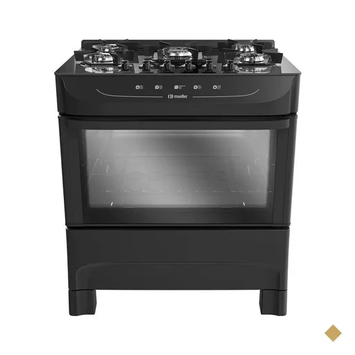 Fogão a Gás Mueller 5 Bocas, Mesa de Vidro, Acendimento Automático - MFV5BB