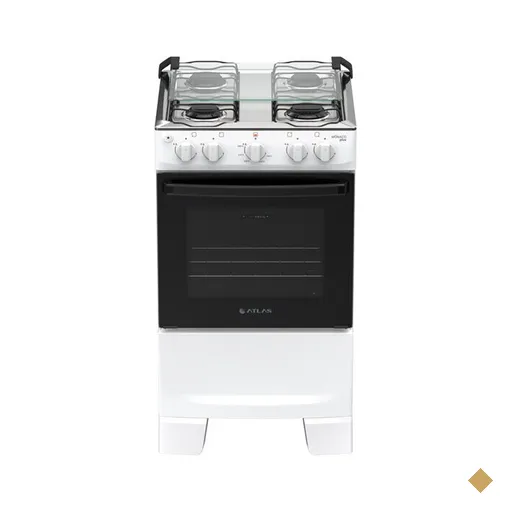 Fogão 4 Bocas Atlas Mônaco Plus, Mesa Inox, Bivolt, Branco