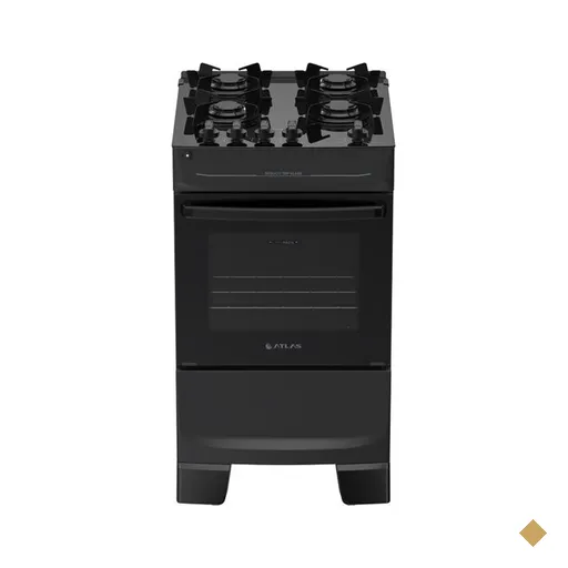 Fogão 4 Bocas Atlas Mônaco Top Glass, Mesa de Vidro, Bivolt, Preto
