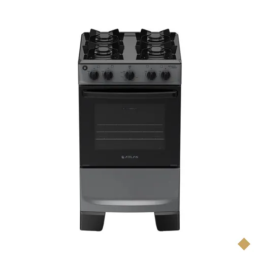 Fogão 4 Bocas Atlas Mônaco Lustro, Mesa Esmaltada, Bivolt, Titanium