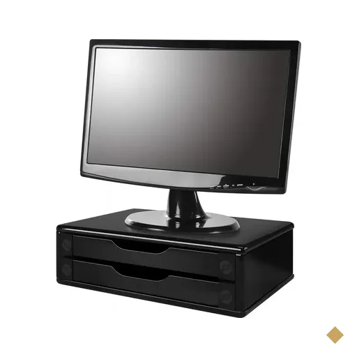 Suporte Para Monitor Com 2 Gavetas Em MDF Black Piano - Souza