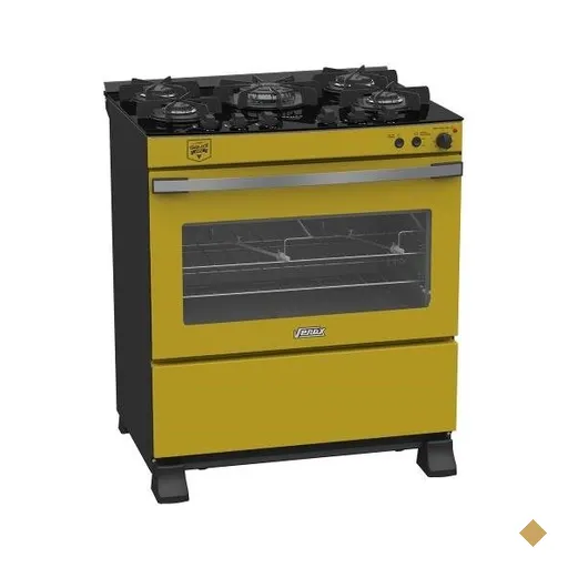 Fogao 5 Bocas Venax Gaudi Vetro Vitreo Amarelo Gas GLP