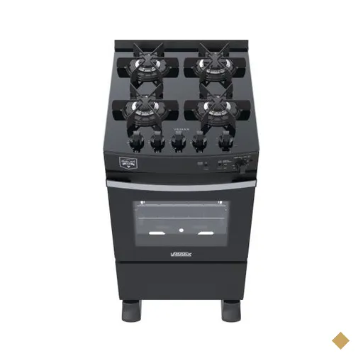 Fogao 4 Bocas Venax Gaudi Vetro Vitreo Preto Fosco Gas GLP