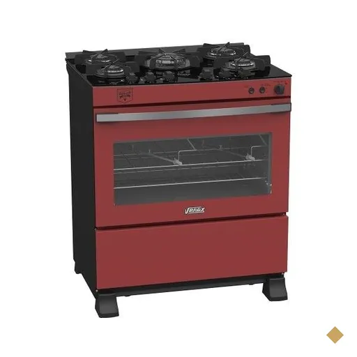 Fogao 5 Bocas Venax Gaudi Vetro Vitreo Vermelho Gas GLP