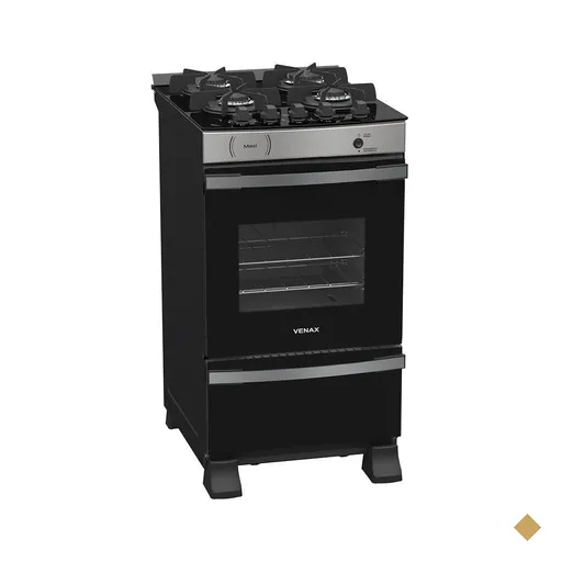 Fogão 4 Bocas Venax Maxi Vitreo Inox Gás GLP