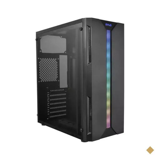 Gabinete Gamer Evus EV-G13, Lateral em Acrílico, Fita RGB, Mid Tower - Preto
