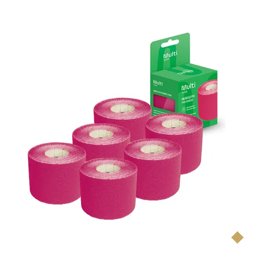 Kit 6 Fitas Kinésio 5x500cm Rosa Multi Saúde - HC0281K