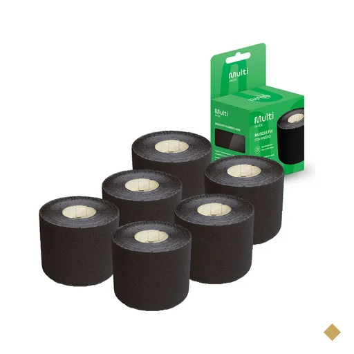 Kit 6 Fitas Kinésio Muscle Fix 5x500cm Preto Multi Saúde - HC040K