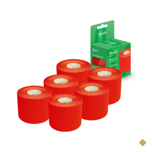Kit 6 Fitas Kinésio Muscle Fix 5x500cm Vermelho Multi Saúde - HC043K