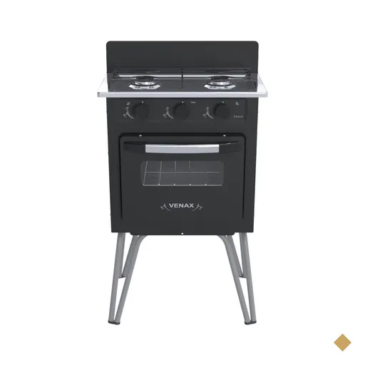 Fogao 2 Bocas Venax Gemini Vetro Gas GLP Preto Fosco
