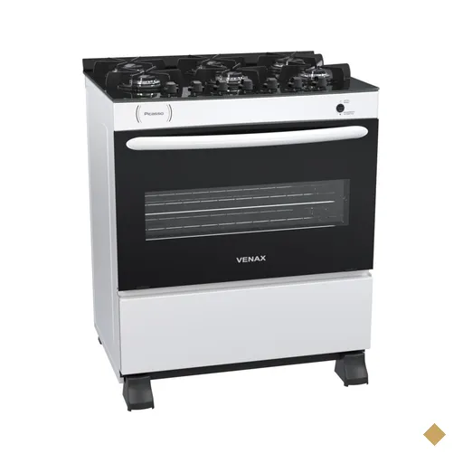 Fogao 6 Bocas Venax Picasso Vitreo Branco Gas GLP