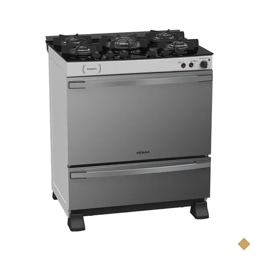 Fogao 5 Bocas Venax Palladio Vitreo Branco Gas GLP