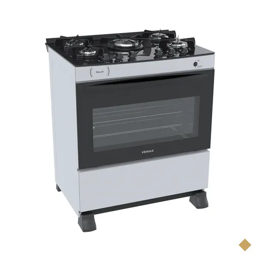Fogao 5 Bocas Venax Gaudi Vitreo Branco Gas GLP