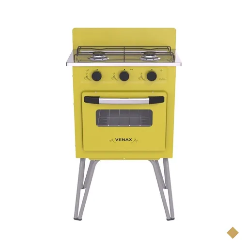 Fogao 2 Bocas Venax Gemini Vetro Gas GLP Amarelo