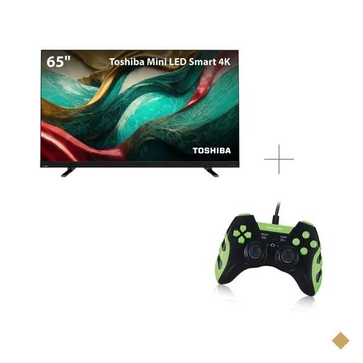 Kit Smart TV Mini LED 65 Pol. 4K Google TV Toshiba + Controle Gamer PS3/PC USB…