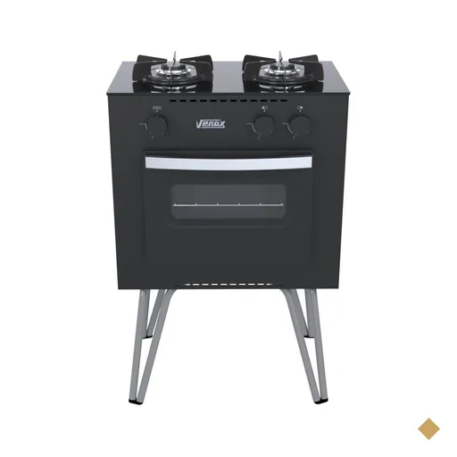 Fogao 2 Bocas Venax Mini Cook Preto Fosco Gas GLP