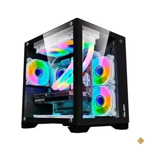 Gabinete Liketec Gamer Dasha, Frontal e Lateral em Vidro Temperado, 3 FANs RGB…