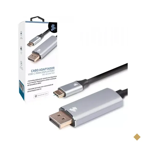 Cabo Adaptador USB-C Para Displayport 4k 60hz 1.8m 5+