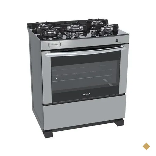 Fogão 5 Bocas Venax Delplus Vitreo Bl Inox Gás GLP