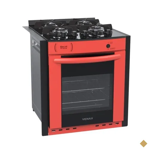 Fogão A Gás De Embutir 4 Bocas Venax Gaudi Prisma Vitreo Bl Vermelho Gás GLP