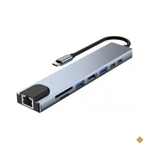 Hub Adaptador Usb Tipo-C, 8 em 1, Hdmi + rede + USB + Leitor de Cartões -…