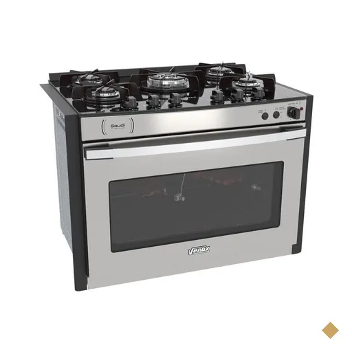 Fogao de Embutir 5 Bocas Venax Gaudi Platinum Vitreo Inox Gas GLP