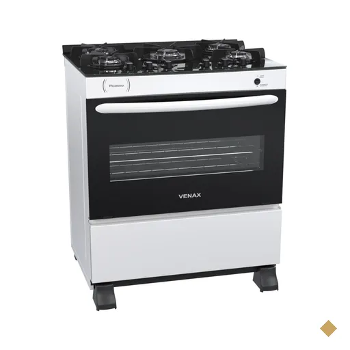 Fogao 5 Bocas Venax Picasso Vitreo Branco Gas GLP
