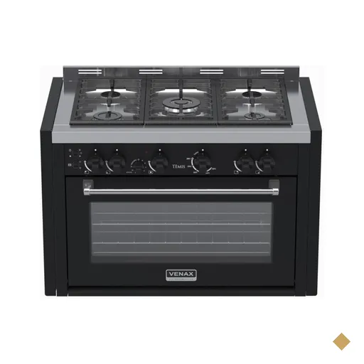 Fogao de Embutir 5 Bocas Venax Temis Preto Fosco Gas GLP
