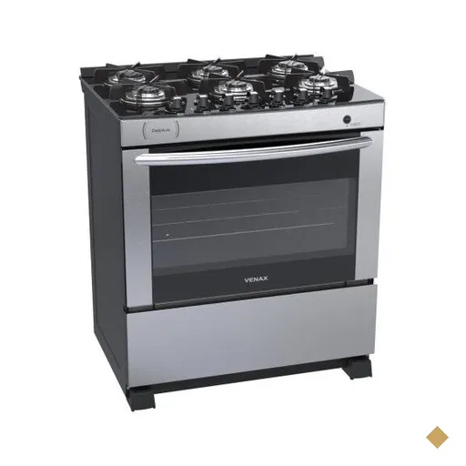 Fogao 6 Bocas Venax Delplus Vitreo Bl Inox Gas GLP