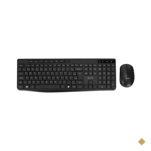 Kit Teclado e Mouse Sem Fio com Cliques Silenciosos e Teclas Multimídia Preto…